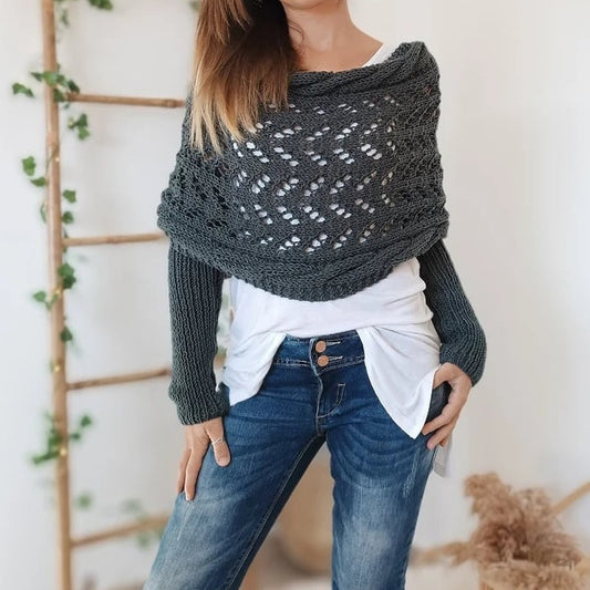 🔥Buy 2 Free Shipping✈️Women’s Knitted Cut-Out Shawl Poncho Wrap