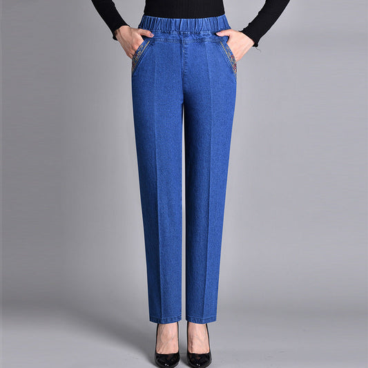 🔥Buy 2 Free Shipping✈️Women's Side-Pocket Full Elastic Waist Jeans
