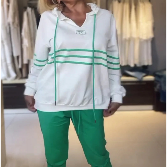 🔥🎅HOT SALE🔥✨Women's Striped Hooded Sweatshirt and Pants Set(49% OFF)