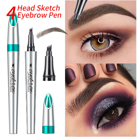🔥 Waterproof Microblading Eyebrow Pen 4 Fork Tip Tattoo Pencil