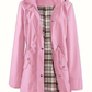 🥰50% OFF🧥Women's Solid-Color Hooded Windbreaker Jacket🍃Drawstring Waist, Zip & Button Closure, Waterproof Long-Sleeve Casual Outerwear Coat for Spring & Fall