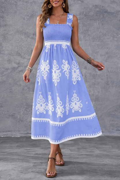 💕2026 Fashion New 70% OFF💝Womens Casual Sleeveless Square Neck Floral Aline Smocked Dresses with Pockets