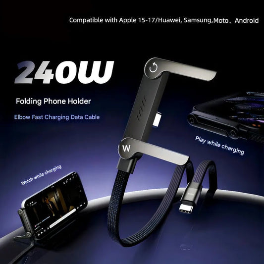 🎁Year-End Sale 70% OFF🏆⚡2-in-1 Fast Charging Cable with Adjustable Phone Stand