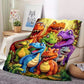 🎅Christmas Sale - ONLY ￡9.99 !!🎄Soft Throw Blanket Cute Smiling Dinosaurs HD Digital Print Flannel🦕🔥