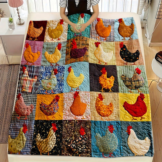 🔥Last Day Promotion 60% OFF🌲🎁Vintage Chicken Print Flannel Blanket🐔