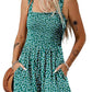 🏝️LAST DAY SALE 50% OFF💃Women's Summer Square Neck Sleeveless Loose Casual Short Smocked Romper