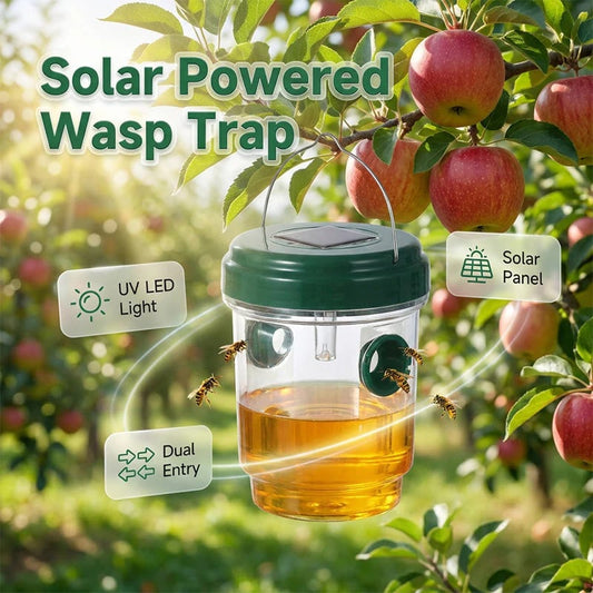 🐝Hot Sale 70% OFF✨Solar Powered Hanging Wasp Trap✨Outdoor Wasp Catcher, Eco-Friendly No Electricity