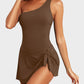 💥Limited Sale 60% OFF🔥One Shoulder Skirted One Piece Swimsuit