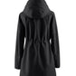 🥰50% OFF🧥Women's Solid-Color Hooded Windbreaker Jacket🍃Drawstring Waist, Zip & Button Closure, Waterproof Long-Sleeve Casual Outerwear Coat for Spring & Fall
