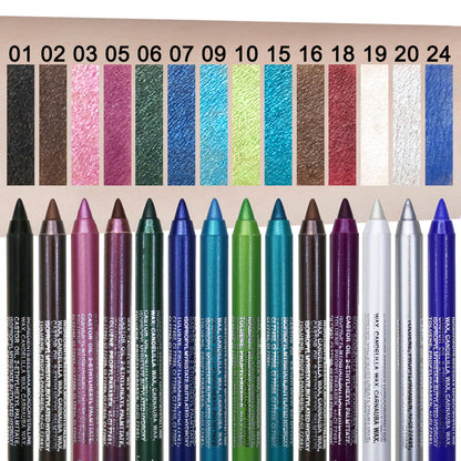 💕Limited Sale 50% OFF💧14-Pack Waterproof Colored Gel Eyeliner Pencil – Metallic & Shimmer Finishes, Smudge-Proof（Pencil sharpener color is random）