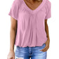 ✨2026 Hot Sale-70% Discount✨Women's Casual Pleated V-Neck Short-Sleeve Top