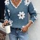 💃LAST DAY 50% OFF✨🍂Women's Floral Pattern Scallop Trim Sweater