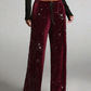 💖LAST DAY SALE 50% OFF💃Women's Sequin Sparkle Wide Leg Pants with Elastic Waistband