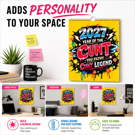 🔥60% OFF📆2027 Year of the Cunt Wall Calendar – Bold Graffiti Humor Calendar