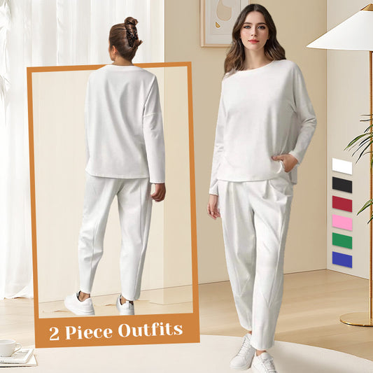 ❤️‍🔥Clearance Sale-50% OFF🤍Round-Neck Long-Sleeved Top ＆ Pants 2-Piece Set
