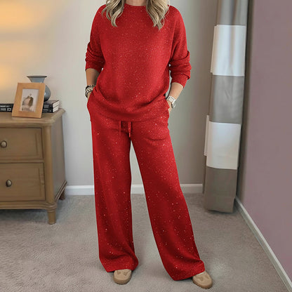🎅Last Week-50% Off💝Women's Glitter Pullover Sweater & Pants 2-Piece Set
