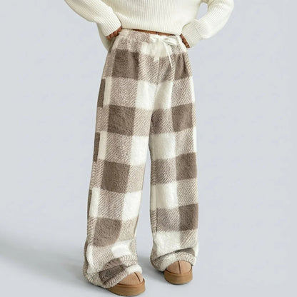 ❄️Winter Hot Sale 50% OFF🔥Winter Vintage Plaid Elastic Straight Loose Thick Warm Casual Pants