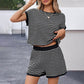 🔥Summer Hot Sale 50% Off🔥Crew Neck Striped Top & Elastic Waistband Shorts Set