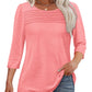 🔥Last Day 60% OFF🔥 2025 Women's 3/4 Length Sleeve Top Pleated Front T-Shirt
