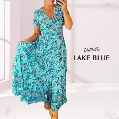 💥Lastday! Hurry up！！💥💃Hot Sale 49% OFF🔥 - Floral Print V-neck Dress