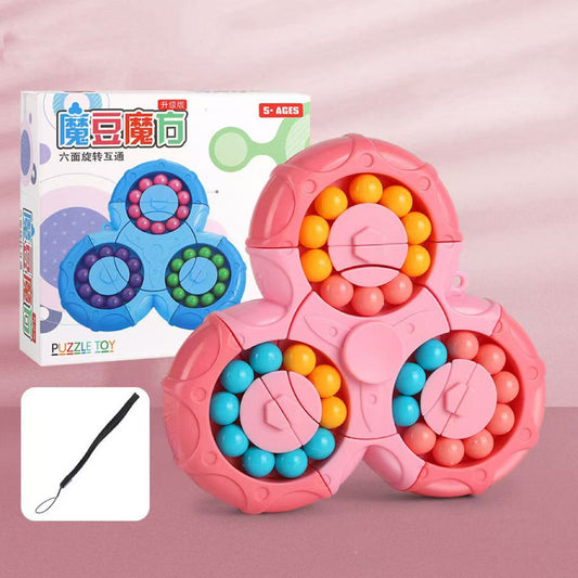 💥Extremely popular toy💥Fidget Spinner + Six-Sided Rotating Cube 2-in-1, Magic Bean Fun Educational Toy