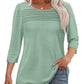 🔥Last Day 60% OFF🔥 2025 Women's 3/4 Length Sleeve Top Pleated Front T-Shirt