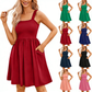 ⏰Hot Sale 70% Off💃Women's Summer Square Neck A-Line Mini Dress with Pockets