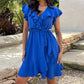 💖LAST DAY SALE 50% OFF💖Women's Elegant Waist Tie V-Neck Ruffle Dress