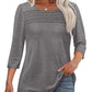 🔥Last Day 60% OFF🔥 2025 Women's 3/4 Length Sleeve Top Pleated Front T-Shirt
