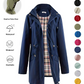 🥰50% OFF🧥Women's Solid-Color Hooded Windbreaker Jacket🍃Drawstring Waist, Zip & Button Closure, Waterproof Long-Sleeve Casual Outerwear Coat for Spring & Fall