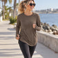 ✨Best Seller-50% OFF💐Women's Casual Crewneck Long Sleeve Top With Thumb Holes and Curved Hem