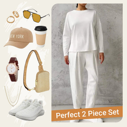 ❤️‍🔥Clearance Sale-50% OFF🤍Round-Neck Long-Sleeved Top ＆ Pants 2-Piece Set