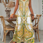 💕Limited Sale 60% OFF🎁Women’s Retro Print V-Neck Sleeveless Maxi Dress