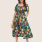 💃Summer Hot Sale 70% OFF🌈Floral Smocked Square Neck Midi Dress with Pockets
