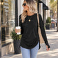 ✨Best Seller-50% OFF💐Women's Casual Crewneck Long Sleeve Top With Thumb Holes and Curved Hem