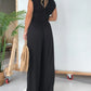 🔥V-Neckline Wide Leg Jumpsuit with Adjustable Back Tie