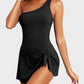 💥Limited Sale 60% OFF🔥One Shoulder Skirted One Piece Swimsuit
