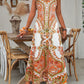 💕Limited Sale 60% OFF🎁Women’s Retro Print V-Neck Sleeveless Maxi Dress
