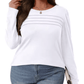 🔥Last Day 60% OFF🔥 2025 Women's 3/4 Length Sleeve Top Pleated Front T-Shirt