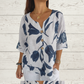 🎉HOT SALE 49% OFF💐–Women's Printed Linen V-Neck Loose Tunic Top