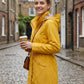 🥰50% OFF🧥Women's Solid-Color Hooded Windbreaker Jacket🍃Drawstring Waist, Zip & Button Closure, Waterproof Long-Sleeve Casual Outerwear Coat for Spring & Fall