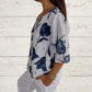 🎉HOT SALE 49% OFF💐–Women's Printed Linen V-Neck Loose Tunic Top