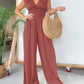 🔥V-Neckline Wide Leg Jumpsuit with Adjustable Back Tie