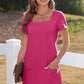 💕Summer Hot Sale 60% OFF 💃Women's Casual Square Neck Pocket Short Sleeve Dress with Pockets
