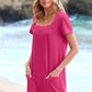 💕Summer Hot Sale 60% OFF 💃Women's Casual Square Neck Pocket Short Sleeve Dress with Pockets