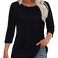 🔥Last Day 60% OFF🔥 2025 Women's 3/4 Length Sleeve Top Pleated Front T-Shirt