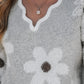 💃LAST DAY 50% OFF✨🍂Women's Floral Pattern Scallop Trim Sweater