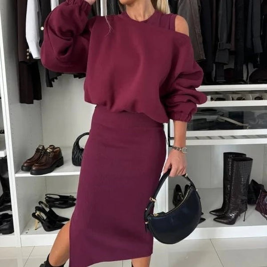 💃HOT SALE 49% OFF🍂🌟Chic & Cozy! Women's Sweatshirt + Sleeveless Dress 2-Piece Set
