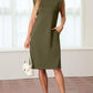 🔥Summer Sale 49% OFF💥Women Round Neck Loose Split Wrinkle-Free Midi Dress with Pockets