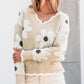 💃LAST DAY 50% OFF✨🍂Women's Floral Pattern Scallop Trim Sweater